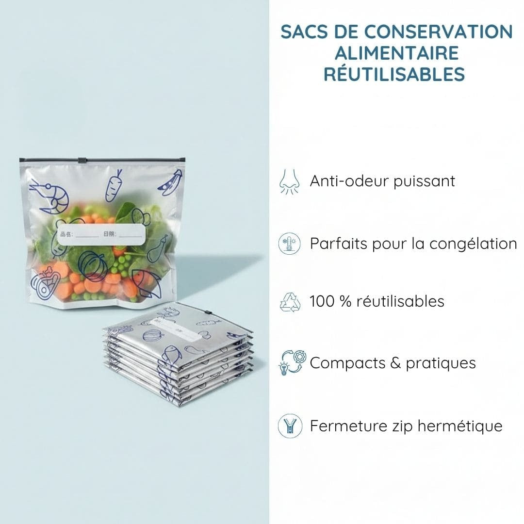 Sacs de Conservation Alimentaire Réutilisables en Aluminium